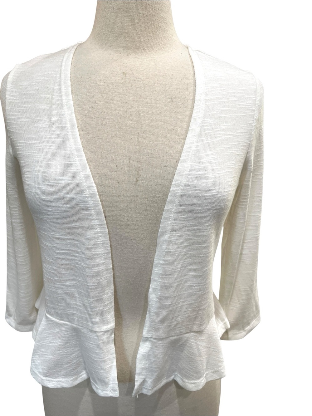 New Fortune + Ivy Cardigan Peplum Open Front SZ M Cream